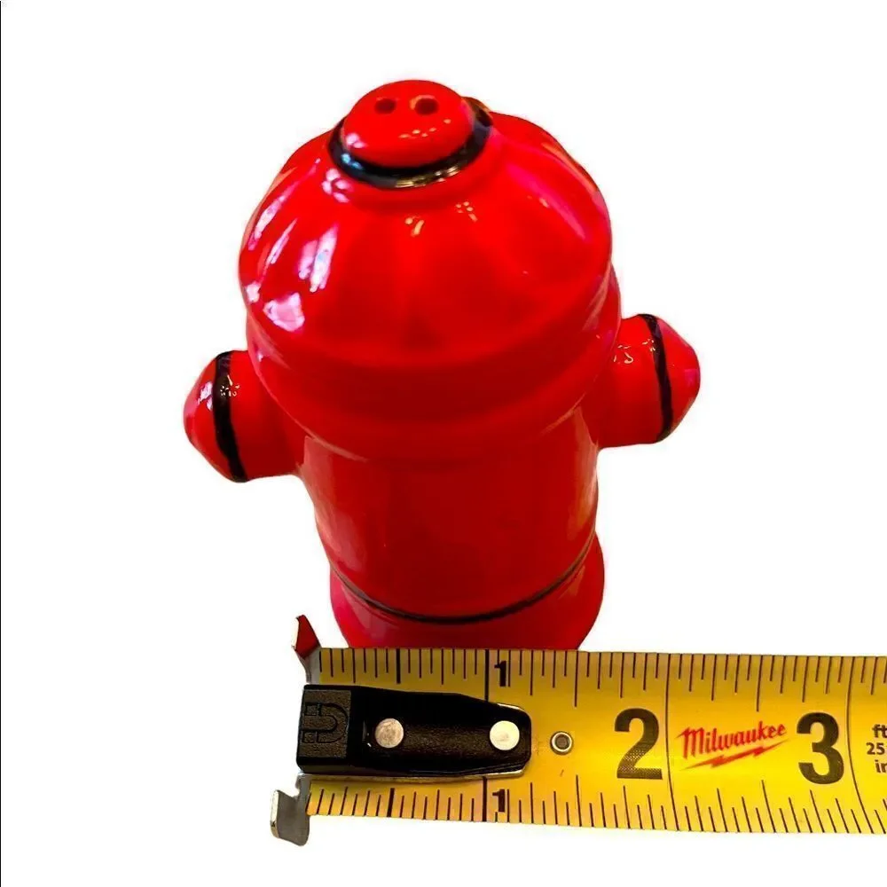 Salt And Pepper Ceramic Shakers Red Fire Hydrant & Dalmatian Dog